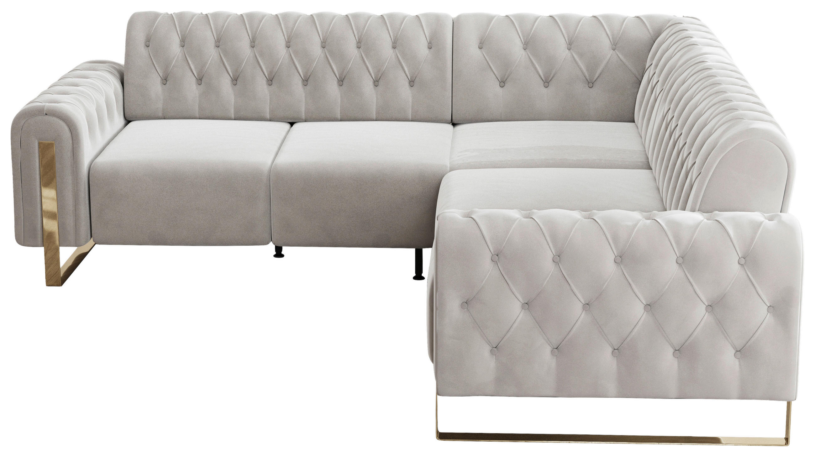 ECKSOFA  in Velours Beige  264/264 cm  - Beige/Goldfarben, KONVENTIONELL, Textil/Metall (264/264cm) - Carryhome