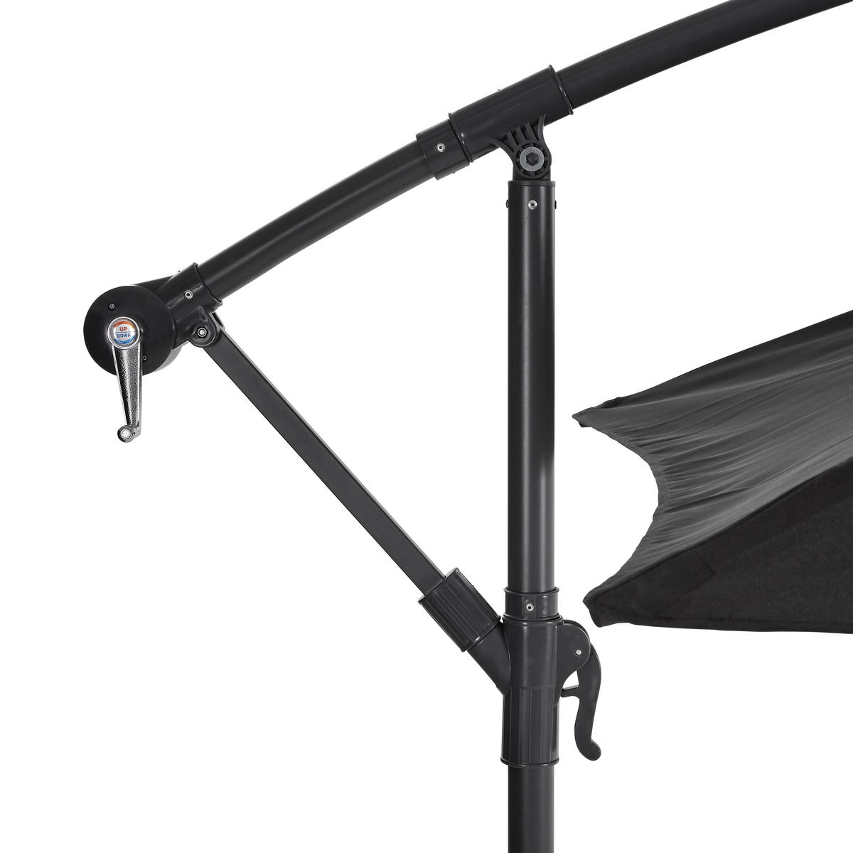 AMPELSCHIRM 300 cm Anthrazit, Schwarz  - Anthrazit/Schwarz, KONVENTIONELL, Textil/Metall (300/300cm) - Xora