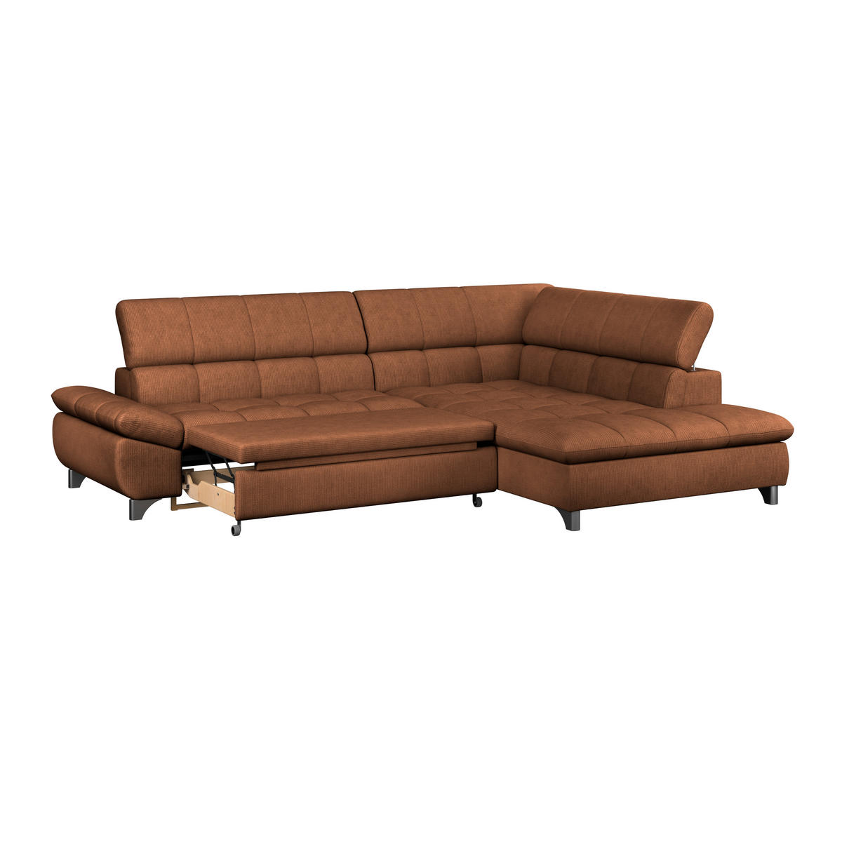 ECKSOFA Terracotta Chenille  - Chromfarben/Terracotta, KONVENTIONELL, Textil/Metall (312/234cm) - Livetastic