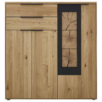 HIGHBOARD Schwarz, Eichefarben  123,9/133,6/37 cm  - Eichefarben/Schwarz, Design, Holz (123,9/133,6/37cm) - Valdera