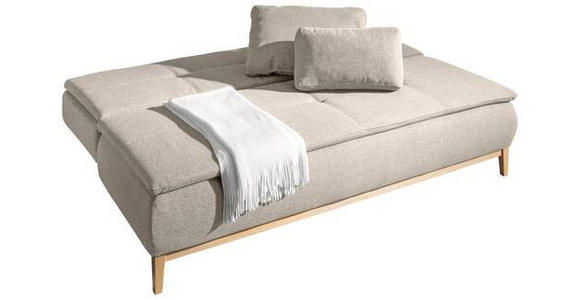 BOXSPRINGSOFA in Webstoff Beige - Eichefarben/Beige, Design, Holz/Textil (202/78-93/100cm) - Venda