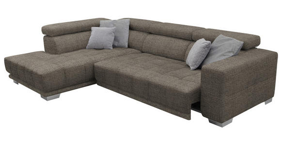 ECKSOFA  in Chenille Hellbraun  207/301 cm  - Chromfarben/Hellbraun, Design, Textil (207/301cm) - Xora