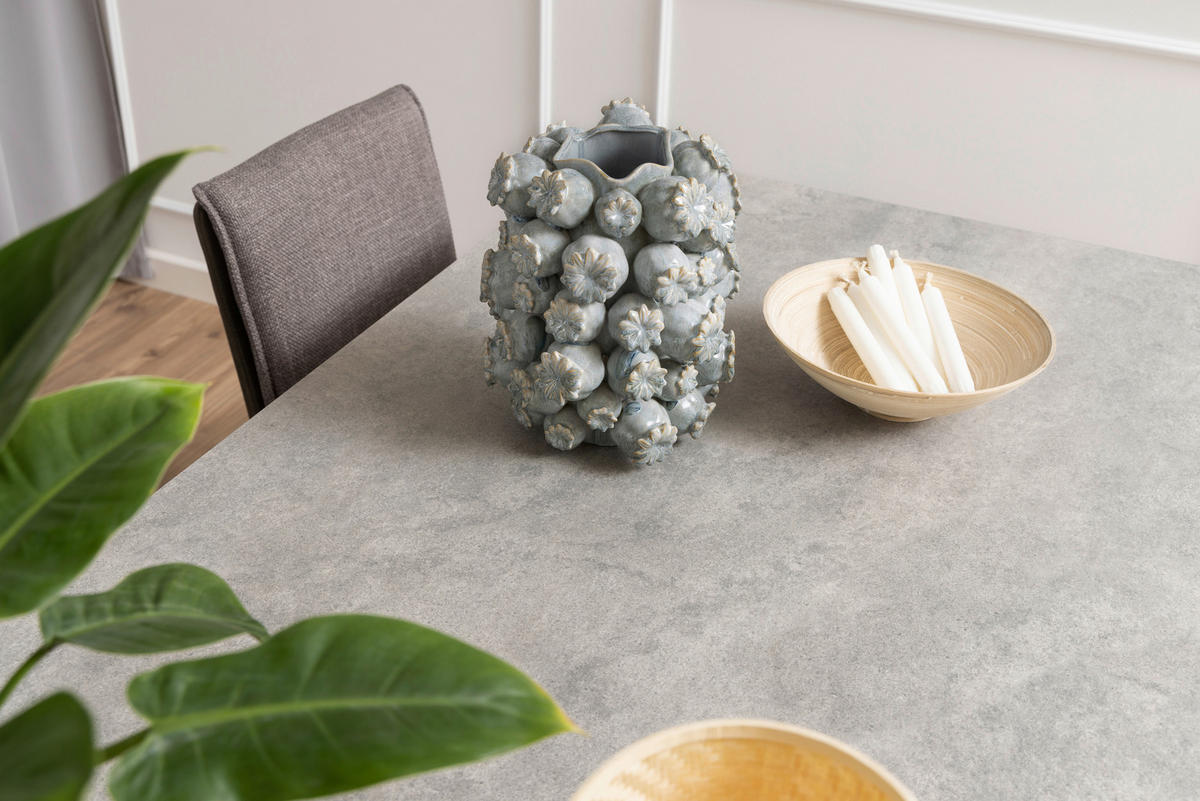 ESSTISCH in Keramik 200/100/75,5 cm  - Schwarz/Grau, Design, Keramik/Metall (200/100/75,5cm) - MID.YOU