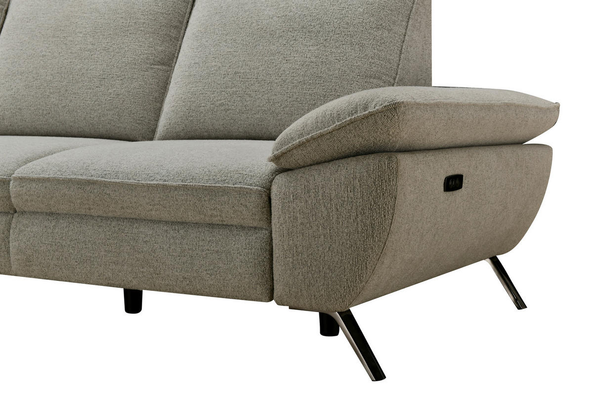 ECKSOFA Beige Webstoff  - Beige/Schwarz, MODERN, Textil/Metall (161/290cm) - Livetastic