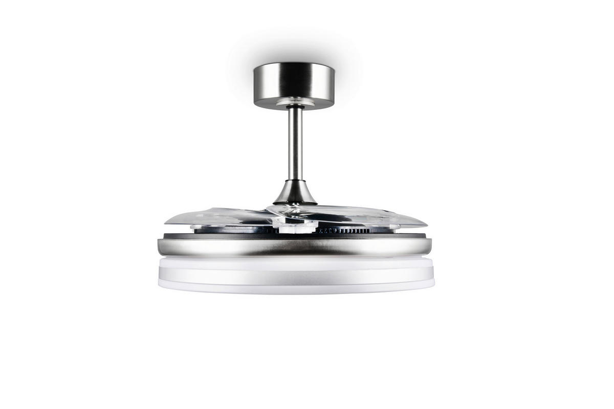DECKENVENTILATOR - Klar/Nickelfarben, Design, Kunststoff/Metall (48/4cm)