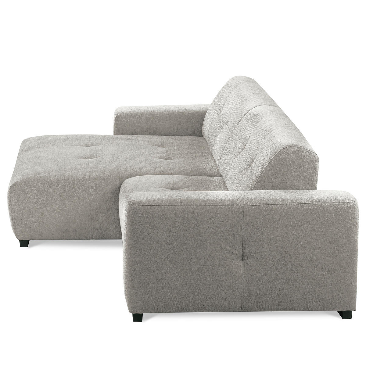 ECKSOFA AUSTIN Hellgrau Flachgewebe Sitztiefenverstellung  - Hellgrau/Schwarz, Design, Kunststoff/Textil (169/286cm) - Livetastic