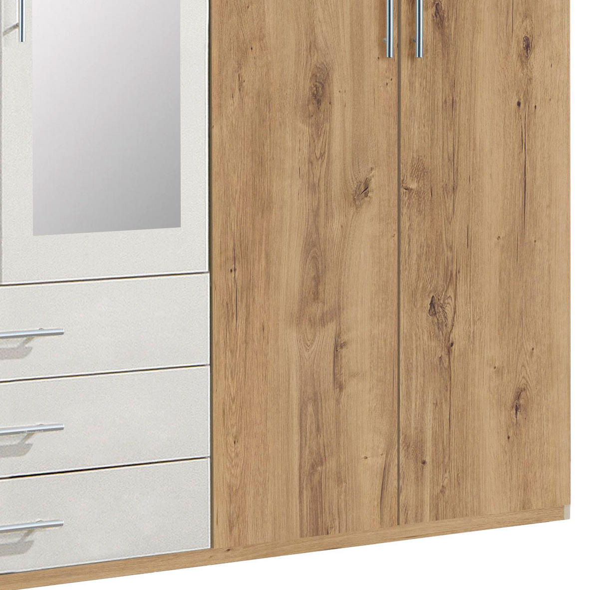 DREHTÜRENSCHRANK 270/210/58 cm 6-türig Weiß, Eichefarben  - Eichefarben/Alufarben, KONVENTIONELL, Glas/Holzwerkstoff (270/210/58cm) - MID.YOU