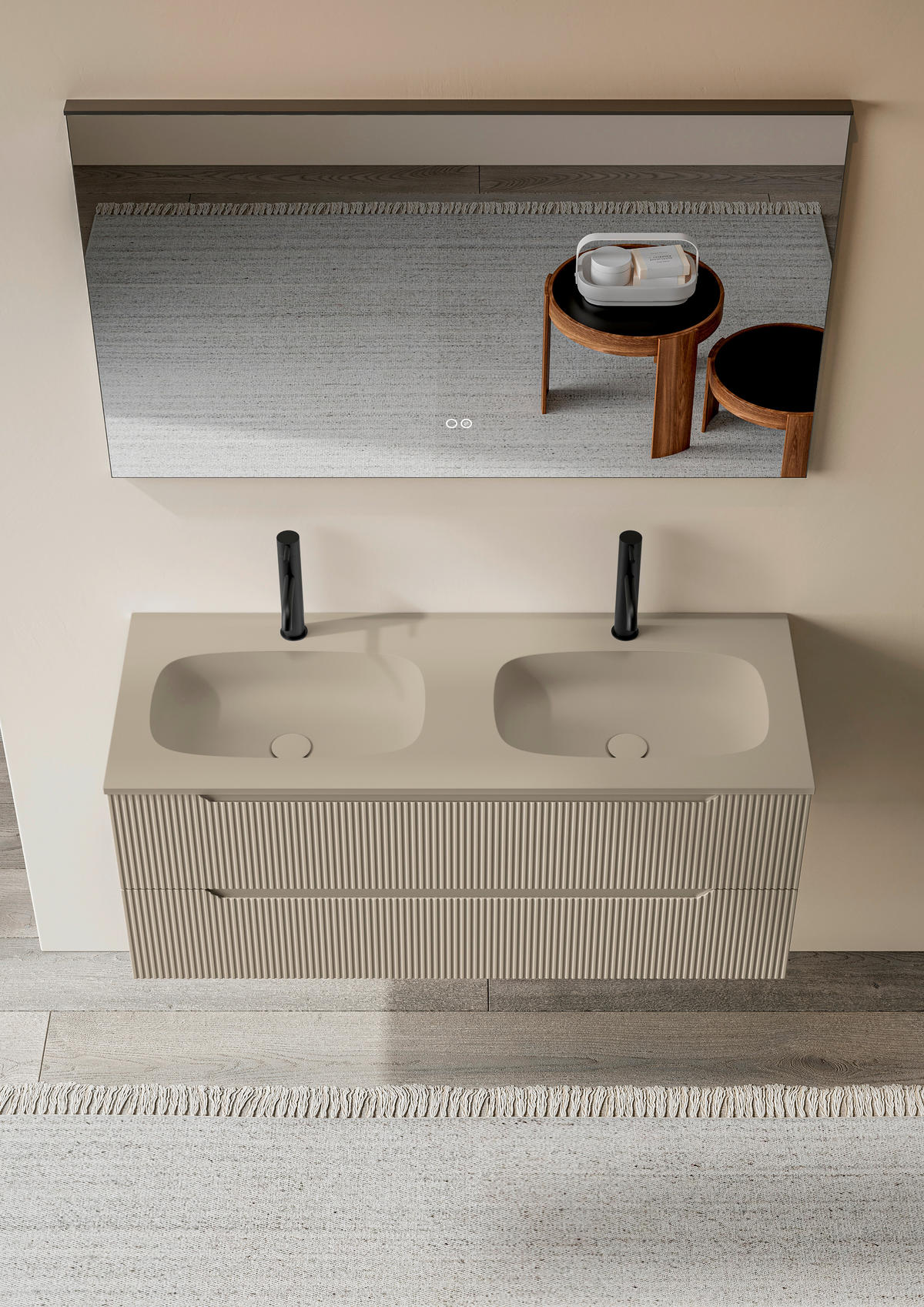 BADEZIMMER 3-teilig 120 cm  - Weiss/Beige, Konventionell, Holzwerkstoff/Stein (120cm) - Belluti