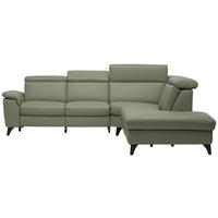 ECKSOFA in Echtleder Grün  285/239 cm  - Schwarz/Grün, Design, Leder/Metall (285/239cm) - Cantus