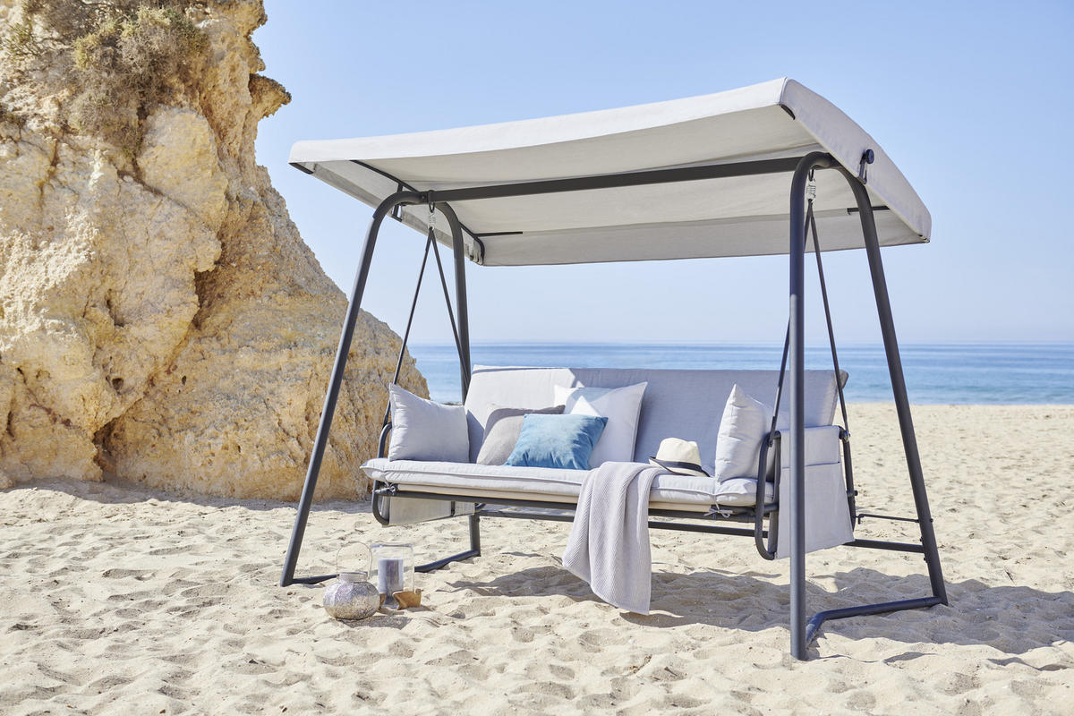 LJULJAČKA VRTNA  metal, plastika   - svijetlo siva/crna, Design, metal/tekstil (248/186/137,50cm) - Ambia Garden