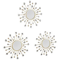 SADA ZRKADIEL 25,5/25,5/25,5 cm  - zlatá, Modern, kov/sklo (25,5/25,5/25,5cm)