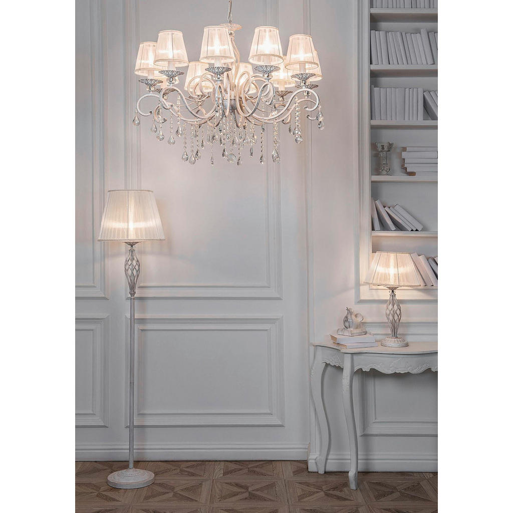 Thumbnail - Maytoni Tischleuchte Elegant, Weiß, Gold, Metall, Textil, konisch,konisch, 56 cm, CE, gleichmäßige Lichtverteilung, Lamp...