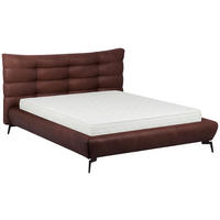 POLSTERBETT gepolstertes Kopfteil Dunkelbraun 180/200 cm  - Dunkelbraun/Schwarz, Design, Leder/Metall (180/200cm) - Esposa