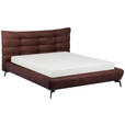 POLSTERBETT 180/200 cm,  in Dunkelbraun, gepolstertes Kopfteil,  - Dunkelbraun/Schwarz, Design, Leder/Metall (180/200cm) - Esposa