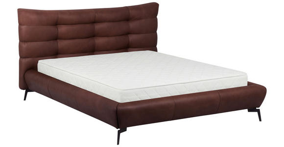POLSTERBETT 180/200 cm,  in Dunkelbraun, gepolstertes Kopfteil,  - Dunkelbraun/Schwarz, Design, Leder/Metall (180/200cm) - Esposa
