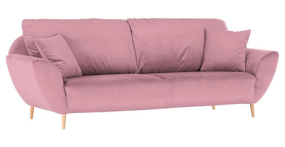 3-SITZER-SOFA in Flachgewebe Rosa  - Naturfarben/Rosa, Design, Holz/Textil (235/77/95cm) - Ambia Home