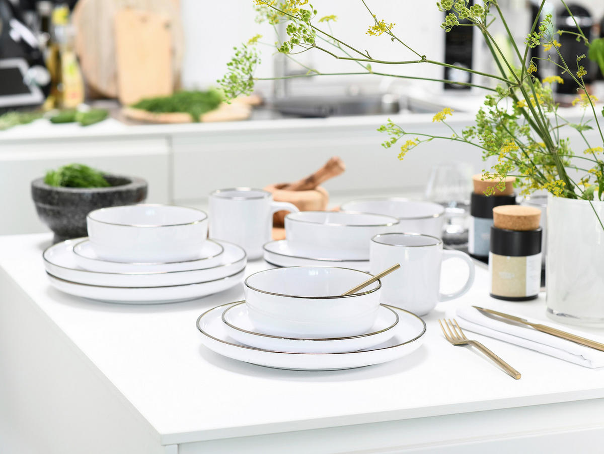 KOMPLETT SERVIS Nordic Festive Weiss 30 delar  - vit/guldfärgad, Basics, keramik - Creatable
