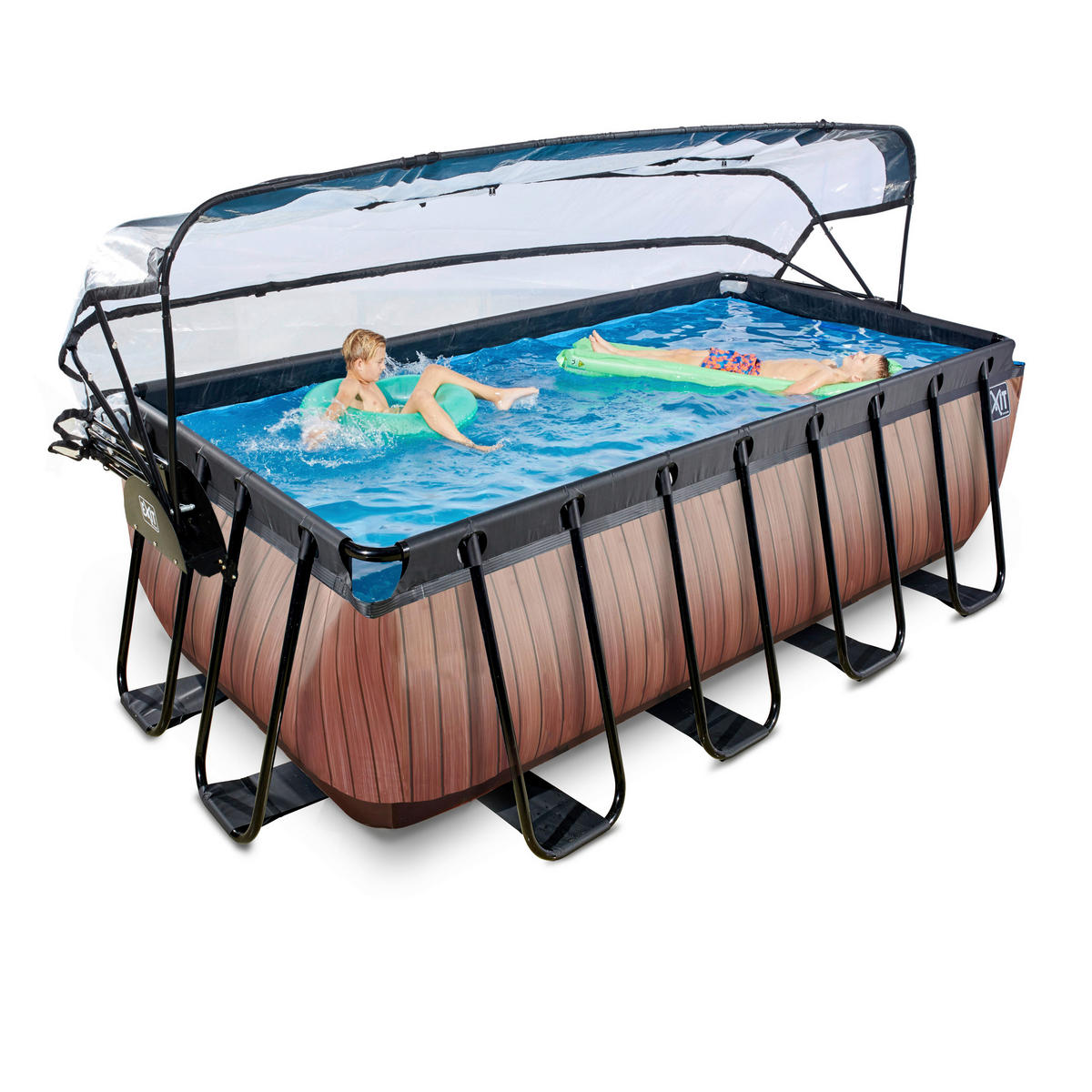 POOL-SET WOOD 400/200/122 cm  - Braun, KONVENTIONELL, Metall (400/200/122cm) - EXIT Toys