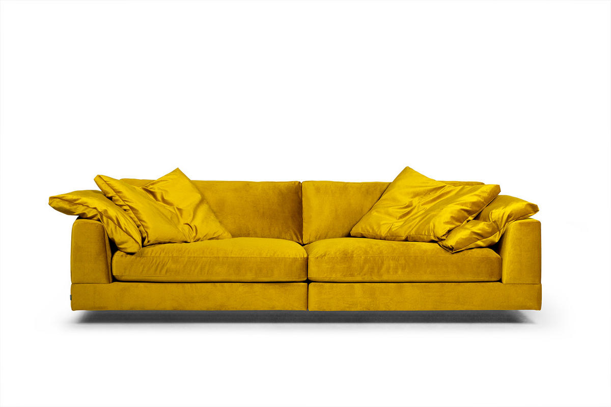 3-SITS SOFFA i sammet gul  - gul, Klassisk, trä/textil (284/81/120cm) - Novel