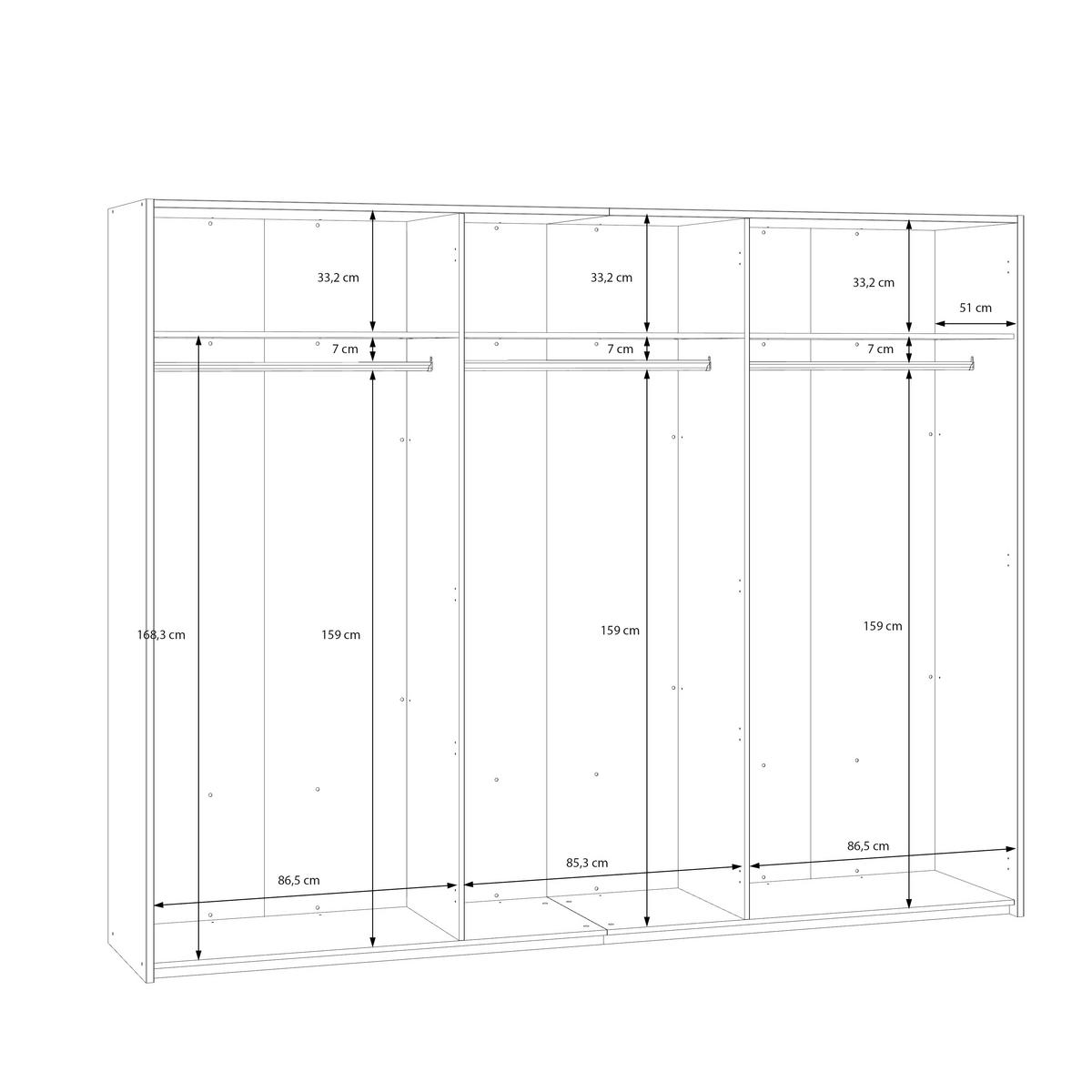 ORMAR S KLASIČNIM VRATIMA siva, prirodne boje   - siva/boje hrasta, Moderno, drvni materijal/metal (265,7/210,5/54,4cm) - Hom`in