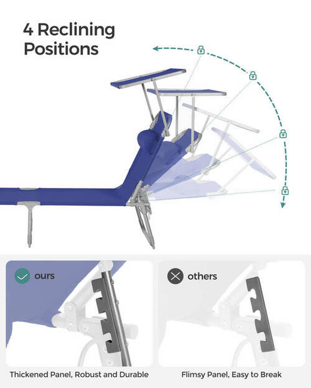 GARTENLIEGE 71/38/200 cm  - Alufarben/Dunkelblau, MODERN, Textil/Metall (71/38/200cm) - Modante