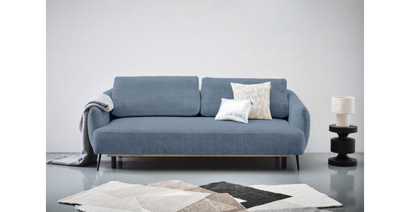 SCHLAFSOFA mit Stoffauswahl, Liegefunktion, Schlafen auf Sitzhöhe, Rücken echt Chenille Blau - Blau/Schwarz, KONVENTIONELL, Textil/Metall (228/75/98cm) - Carryhome