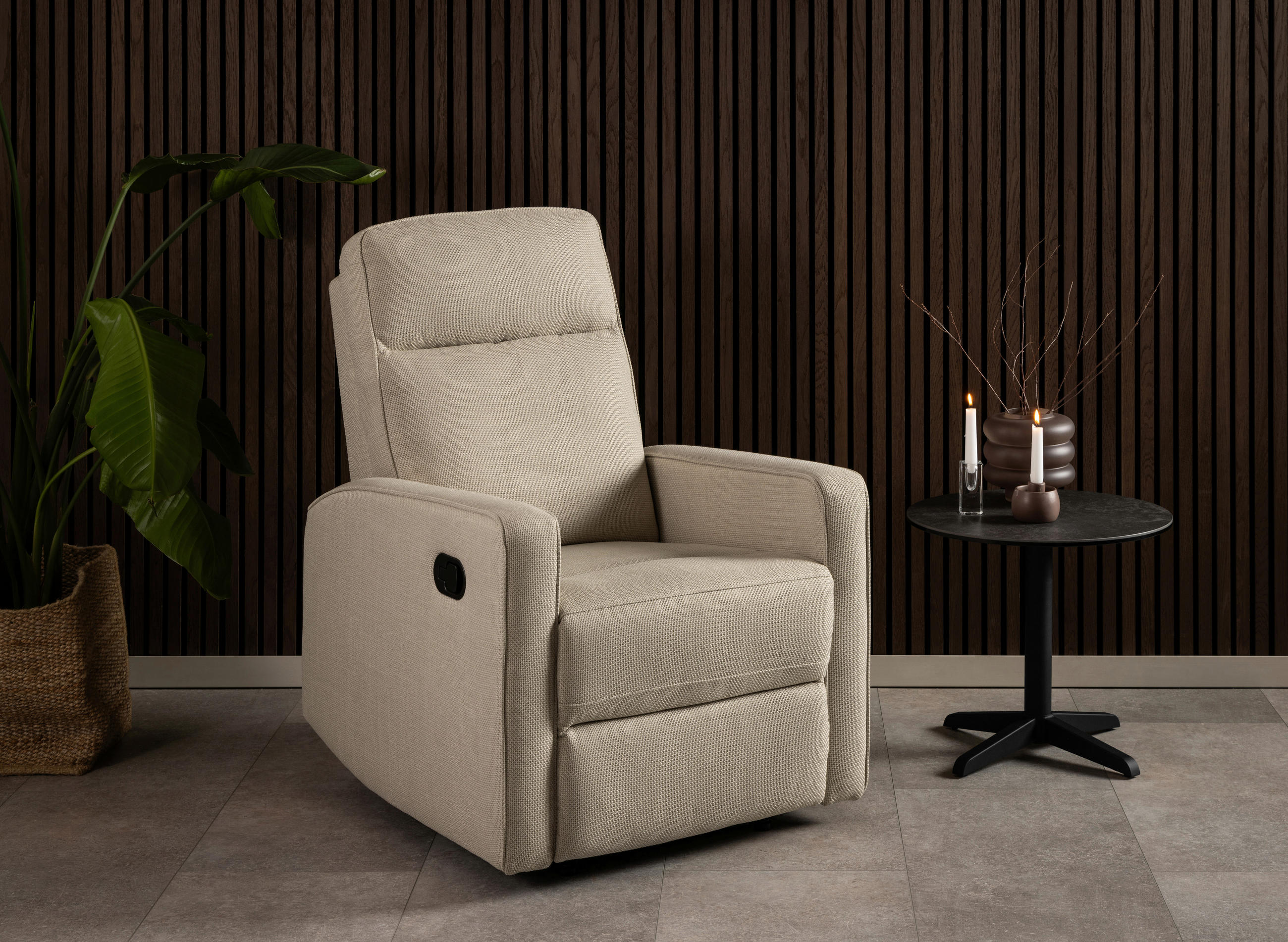 FERNSEHSESSEL Flachgewebe Beige  - Beige/Schwarz, KONVENTIONELL, Textil/Metall (72/103/91cm) - Carryhome