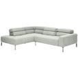 ECKSOFA Grau Flachgewebe  - Chromfarben/Grau, KONVENTIONELL, Textil/Metall (224/282cm) - Hom`in