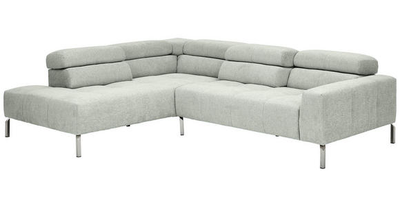 ECKSOFA Grau Flachgewebe - Chromfarben/Grau, KONVENTIONELL, Textil/Metall (224/282cm) - Hom`in