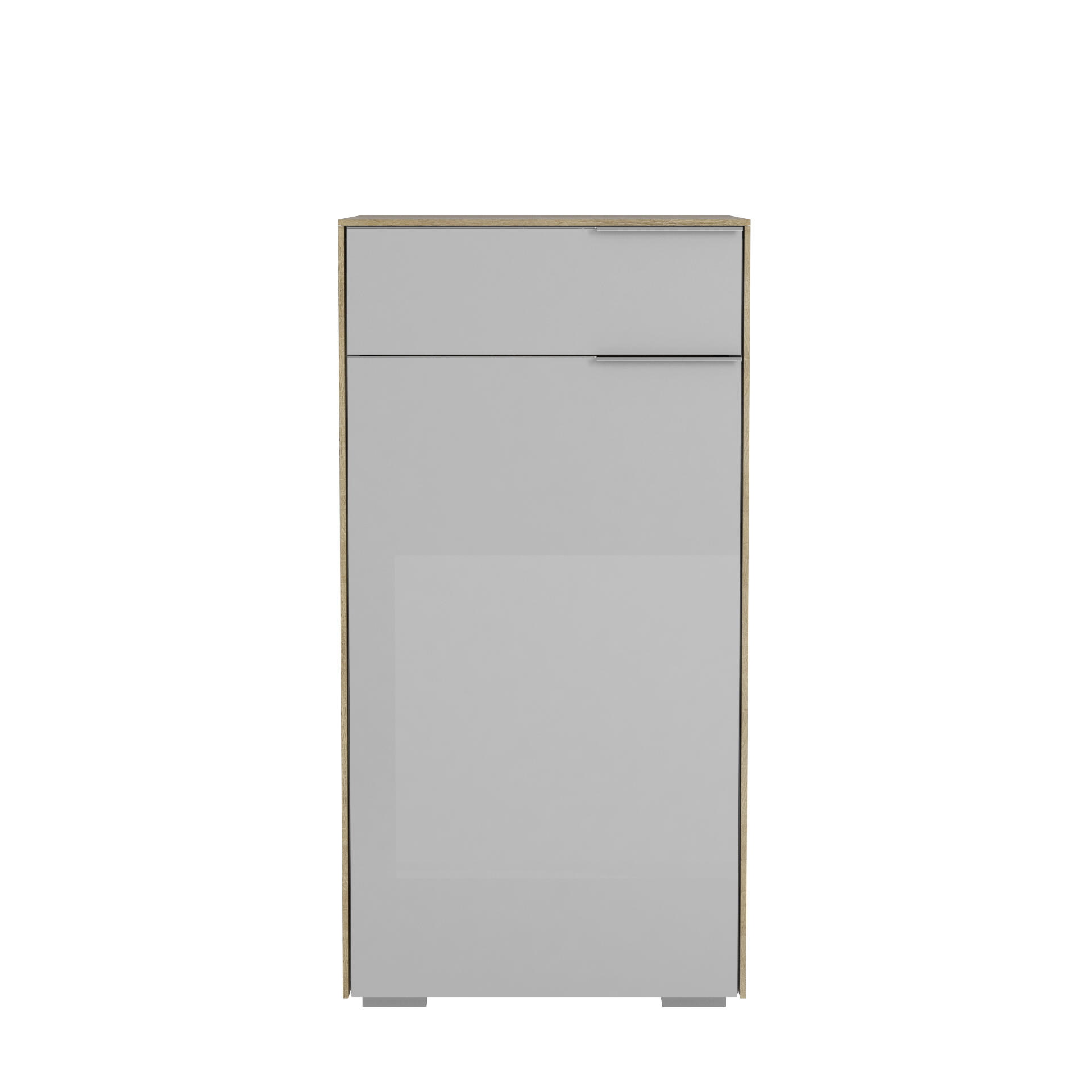 SCHUHSCHRANK Eichefarben, Hellgrau - Chromfarben/Eichefarben, Design, Glas/Holzwerkstoff (55,8/110,2/37,3cm) - Voleo