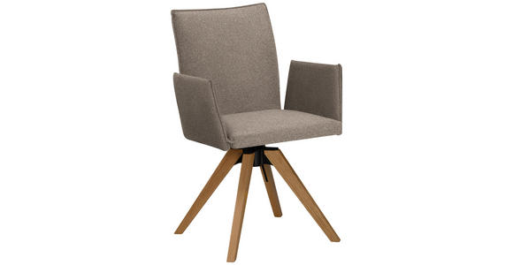 ARMLEHNSTUHL  Stoffauswahl, Typenauswahl, Sitzfläche 360° drehbar, automatische Rückholfunktion Samt  - Hellbraun/Eichefarben, KONVENTIONELL, Holz/Textil (64/91/61cm) - Moderano