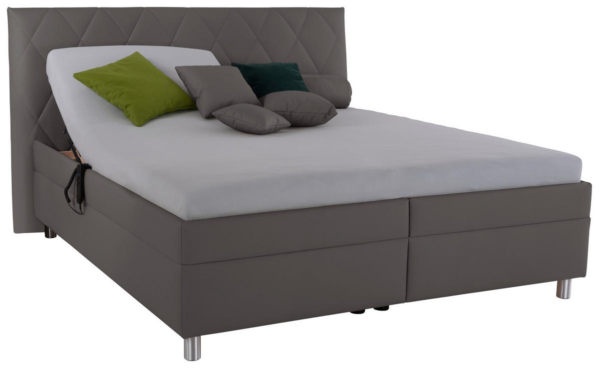 POLSTERBETT Matratze, gepolstertes Kopfteil, Lattenrost, Bettkasten 180/200 cm  in Grau  - Birkefarben/Silberfarben, KONVENTIONELL, Holz/Textil (180/200cm) - Esposa