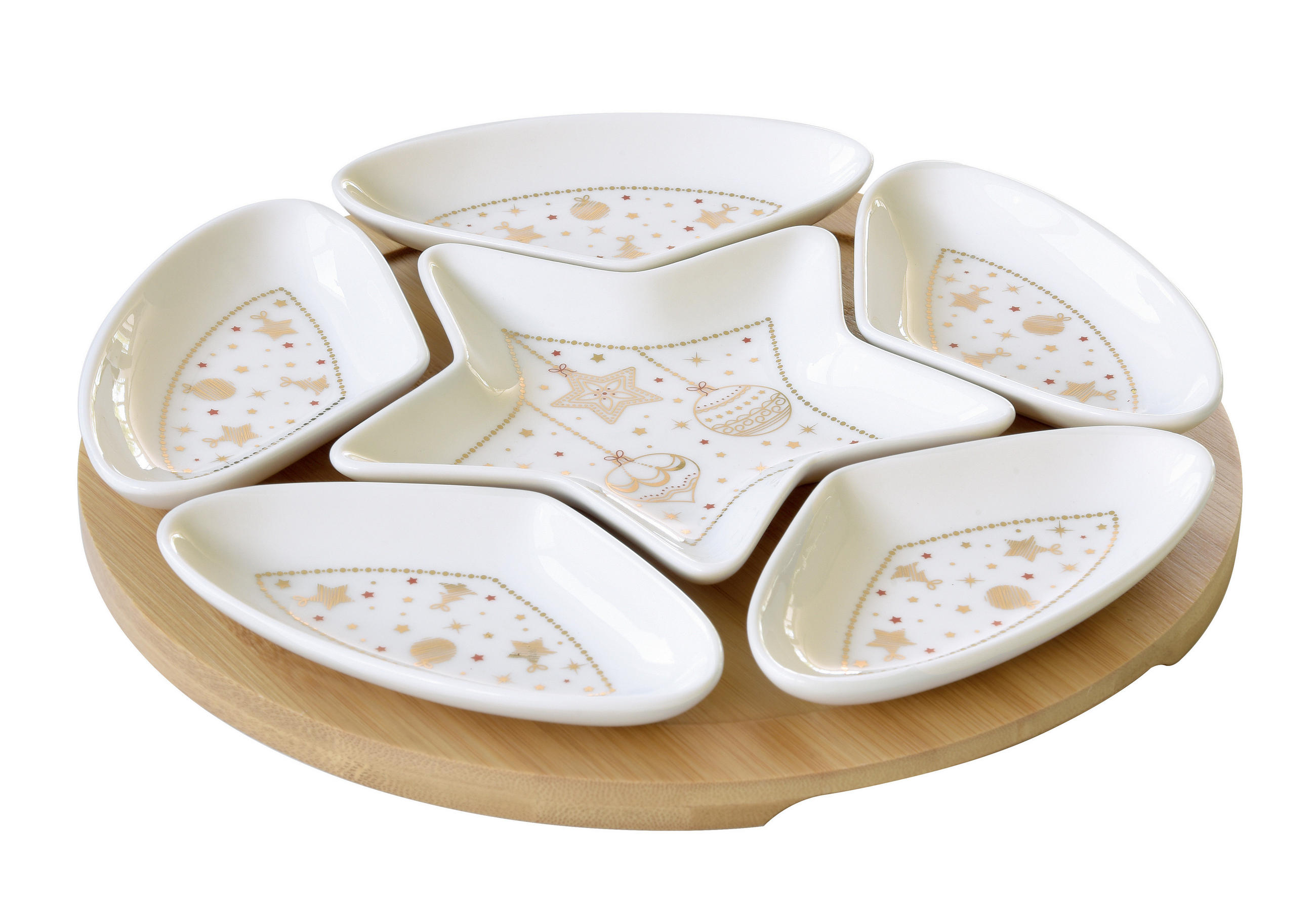 TÁNYÉR 25 cm  - aranyszínű/fehér, Basics, fa/kerámia (25cm)