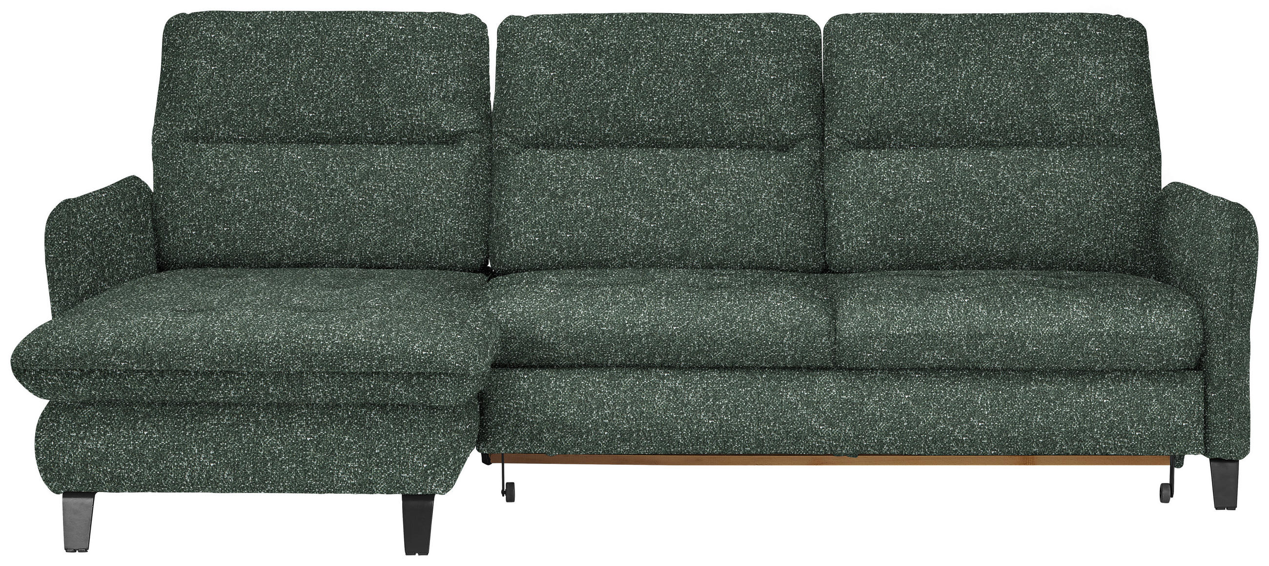 ECKSOFA Grün Plüsch  - Schwarz/Grün, KONVENTIONELL, Textil/Metall (190/254cm) - Livetastic