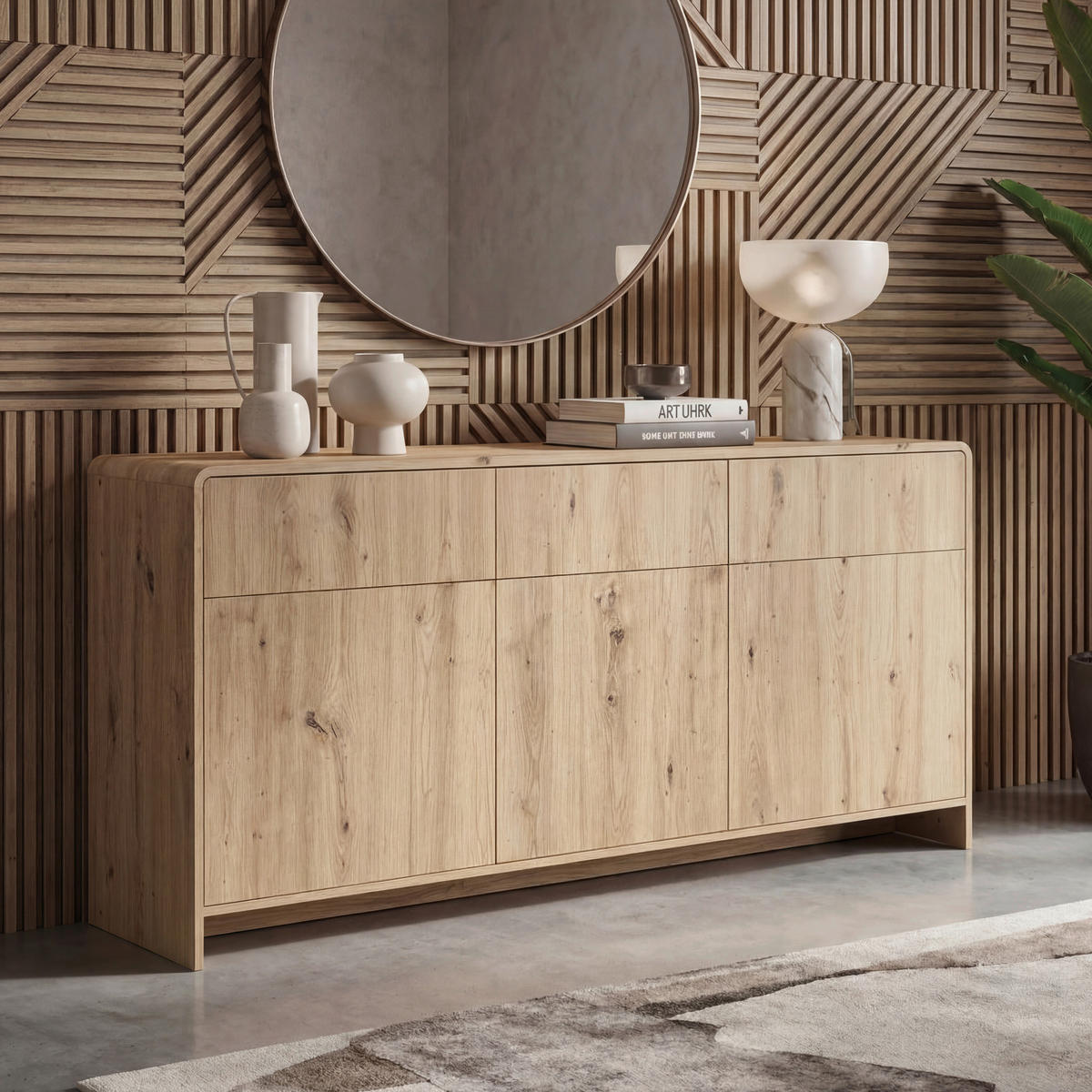 ŠIROKÁ KOMODA, farba duba, 155/76/40 cm - farba duba, Design, kompozitné drevo (155/76/40cm) - Livetastic