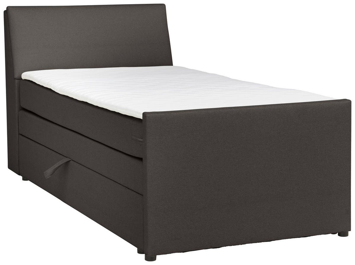 BOXSPRING-ÁGY 100/200 cm  grafitszürke  - grafitszürke/fekete, Modern, textil/fa (100/200cm) - MID.YOU