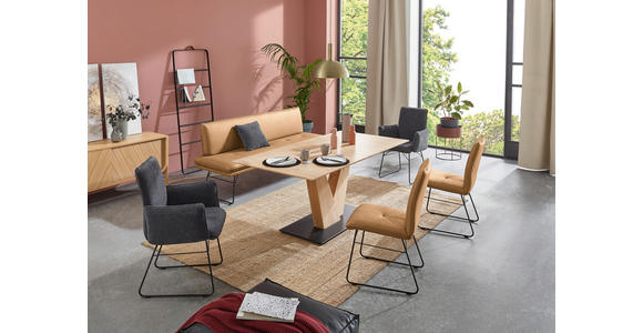 SITZBANK in Metall, Textil Schwarz, Cognac  - Cognac/Schwarz, Design, Textil/Metall (195/87/65cm) - Dieter Knoll