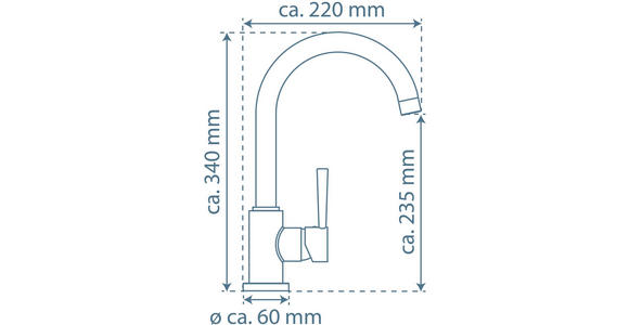 KÜCHENARMATUR - Edelstahlfarben, Basics, Metall (22/34/6cm) - Xora