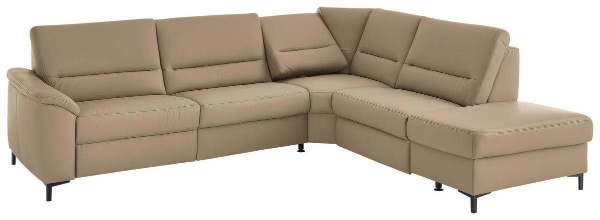 ECKSOFA  in Echtleder Cappuccino  290/249 cm  - Schwarz/Cappuccino, KONVENTIONELL, Leder/Metall (290/249cm) - Beldomo Premium