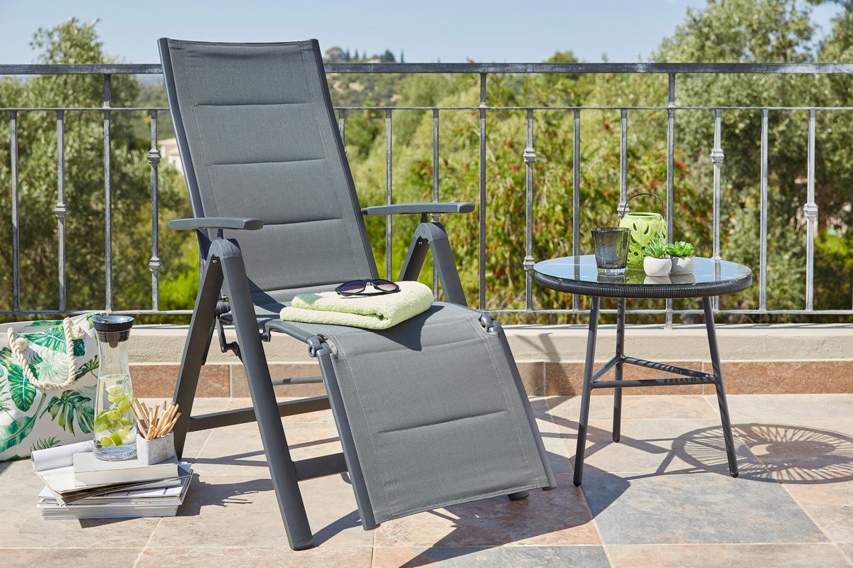 GARTEN-RELAXSESSEL 60/110/72 cm  - Anthrazit/Grau, KONVENTIONELL, Textil/Metall (60/110/72cm) - Ambia Garden