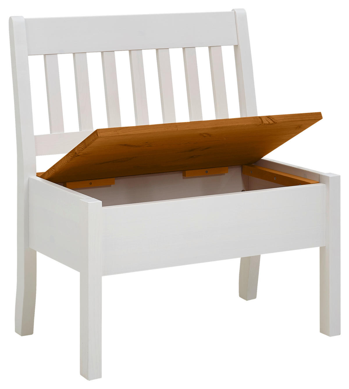 SITZBANK 83/93/58 cm Bernsteinfarben, Weiß Kiefer massiv  - Bernsteinfarben/Weiß, ROMANTIK / LANDHAUS, Holz (83/93/58cm) - Boxxx