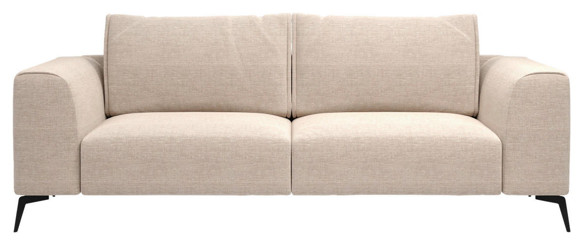 3-SITZER-SOFA in beflockt Beige  - Beige/Schwarz, Design, Holz/Textil (246/87/88cm) - MID.YOU