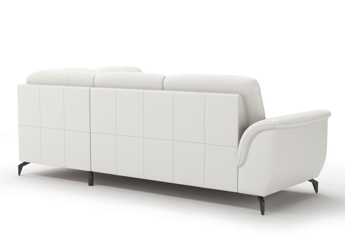 ECKSOFA in Vliesstoff Kombination Echtleder/Stoff Weiß  244/212 cm  - Schwarz/Weiß, MODERN, Leder/Textil (244/212cm) - Sit & More