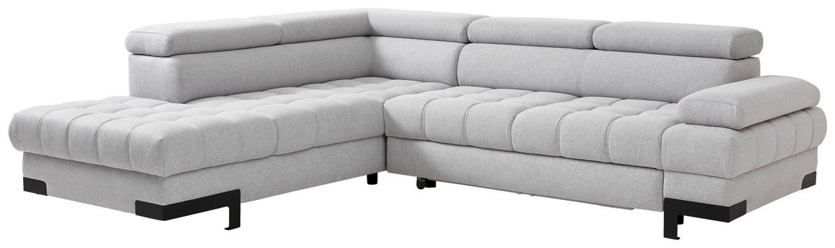 ECKSOFA in Webstoff Silberfarben  - Silberfarben/Schwarz, Modern, Textil/Metall (223/263cm) - Welnova