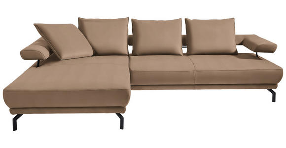 ECKSOFA Fino in Mikrofaser Beige  224/305 cm  - Beige/Schwarz, Design, Textil/Metall (224/305cm) - Dieter Knoll