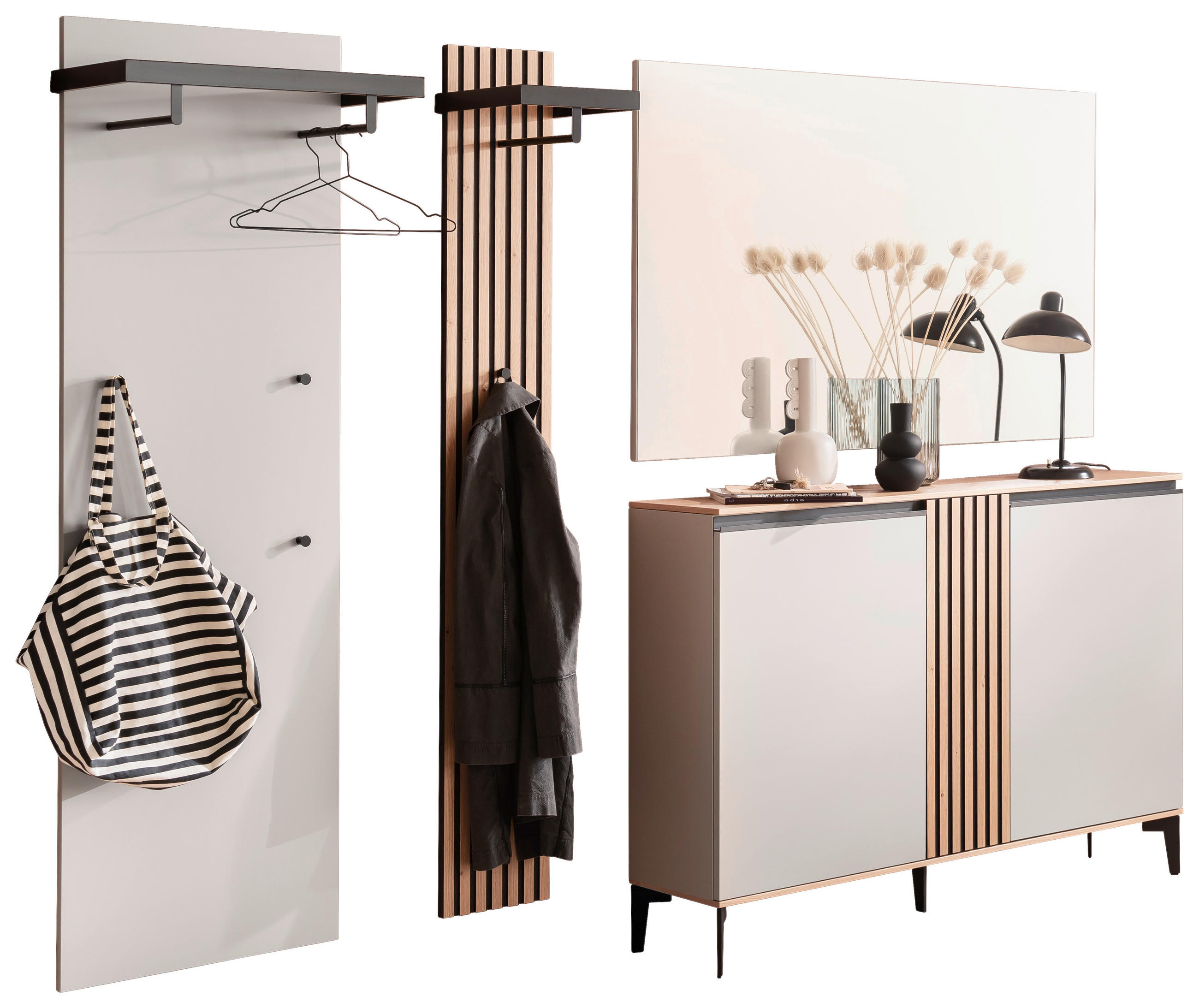 GARDEROBE 4-teilig  in 265/200/30 cm  - Eichefarben/Grau, Design, Holz/Holzwerkstoff (265/200/30cm) - Moderano