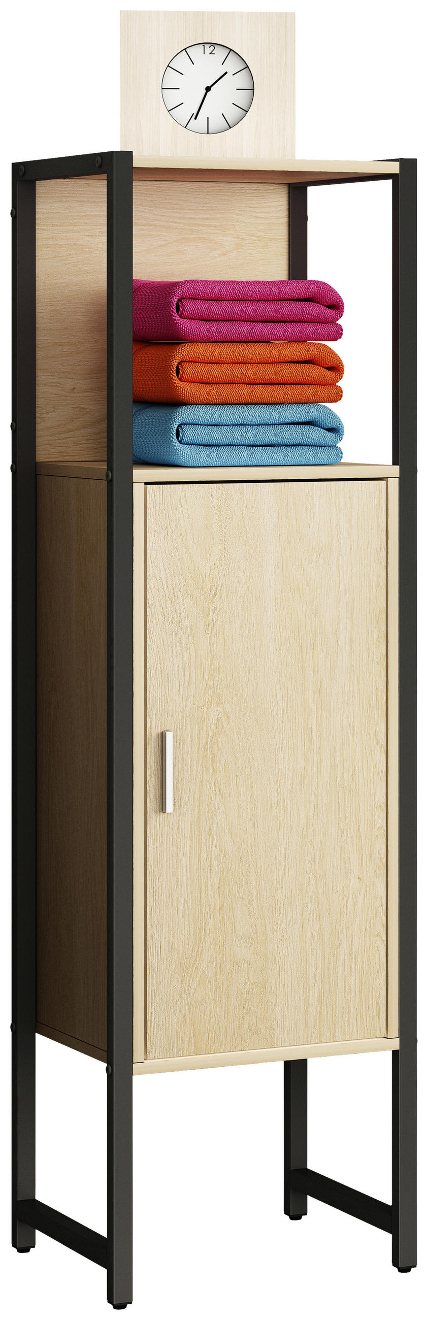 MIDISCHRANK 33/114/30 cm  - Honigeiche/Schwarz, Modern, Holzwerkstoff/Metall (33/114/30cm) - MID.YOU