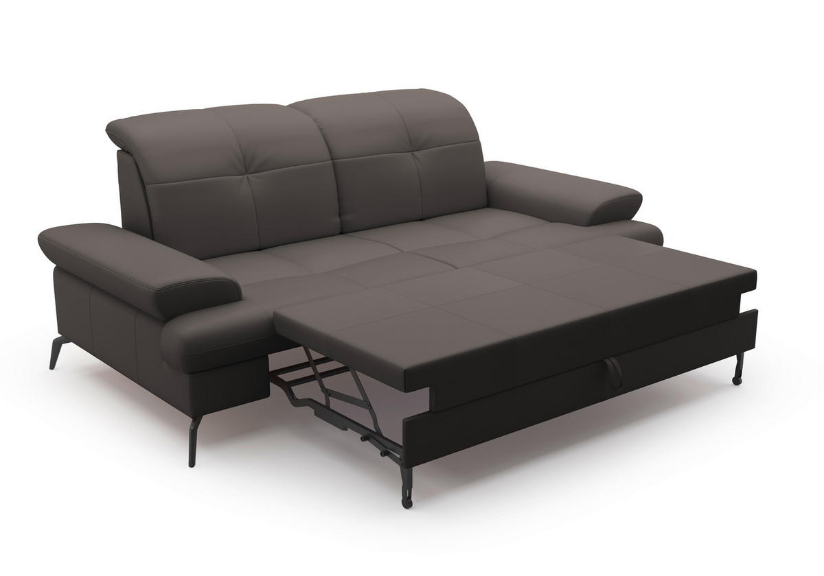 2,5-SITZER in Echtleder Mokka  - Schwarz/Mokka, Konventionell, Leder/Metall (202/90/122cm) - Sit & More