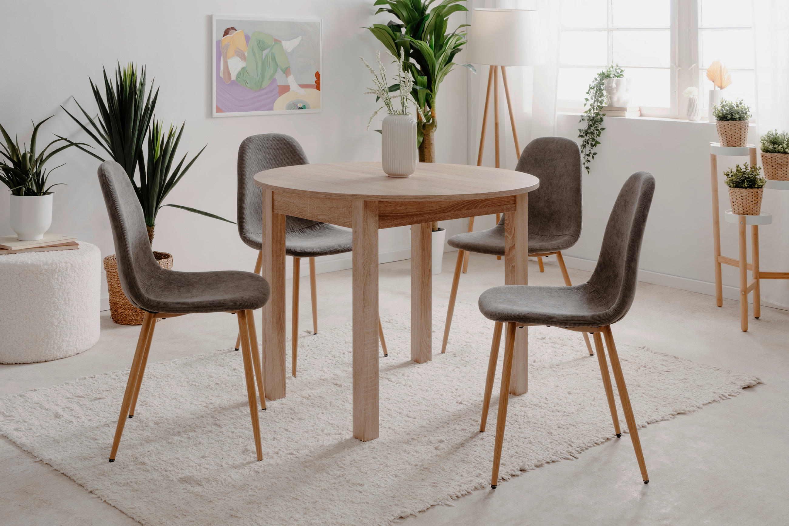ESSTISCH Sonoma Eiche rund  ausziehbar  - Sonoma Eiche, Basics, Holzwerkstoff (100/75cm) - MID.YOU