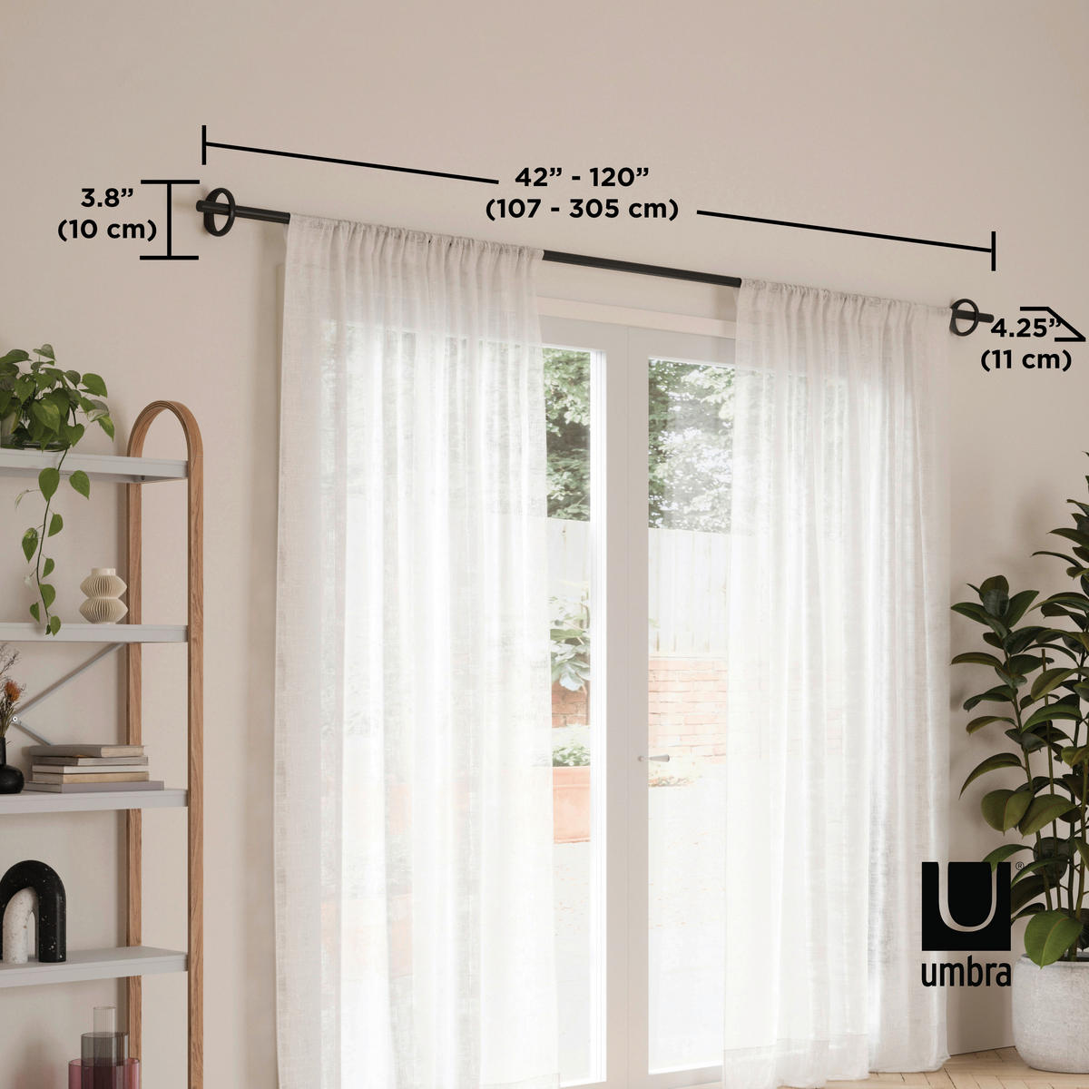 VORHANGSTANGE  320 cm  - Schwarz, KONVENTIONELL, Kunststoff/Metall (320cm) - Umbra